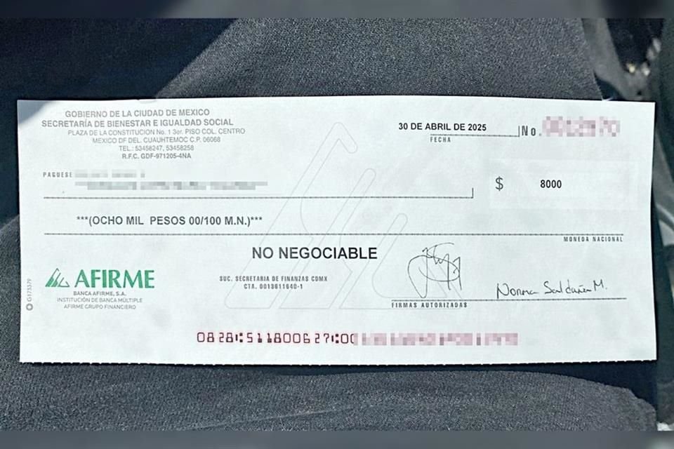 El pago de los 8 mil pesos mensuales que se entrega a promotores de la elección se ha realizado con cheques  de la Secretaría de Bienestar de la CDMX