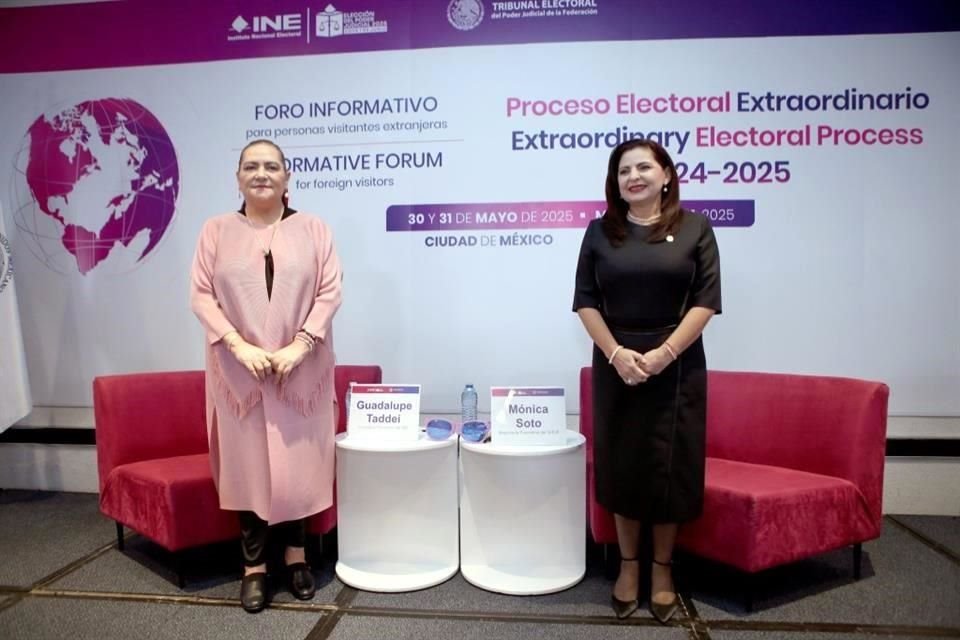 La consejera presidenta del INE, Guadalupe Taddei, y la presidenta del TEPJF, Mónica Soto, participaron en foro informativo para personas visitantes extranjeras.