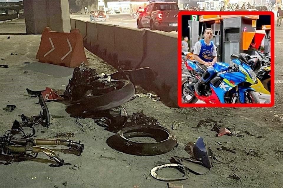 La moto de Ángel Cázares terminó destruida.