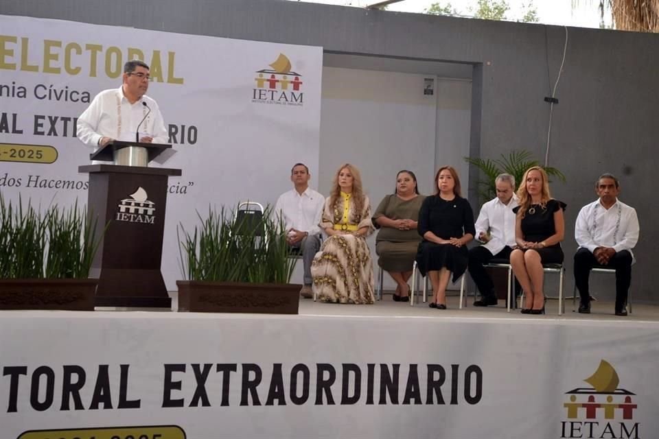 Autoridades electorales y de Gobierno en Tamaulipas encabezaron la ceremonia cívica para el inicio de la elección del Poder Judicial.