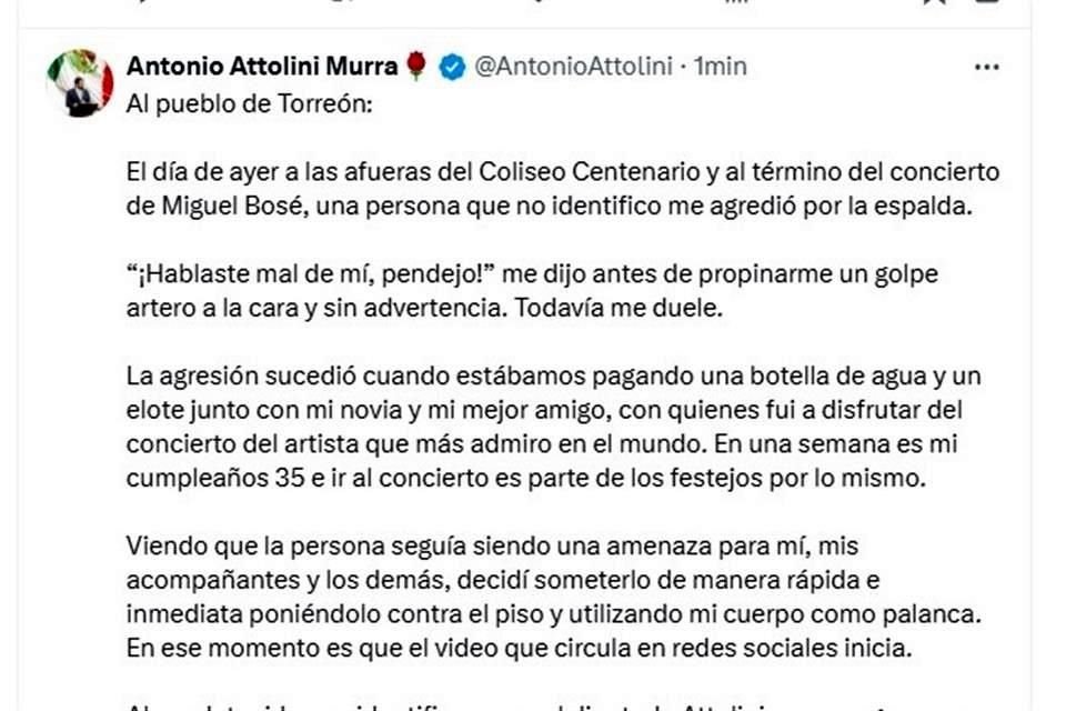 El diputado morenista ofreció su versión de los hechos por medio de un comunicado difundido en sus redes sociales.