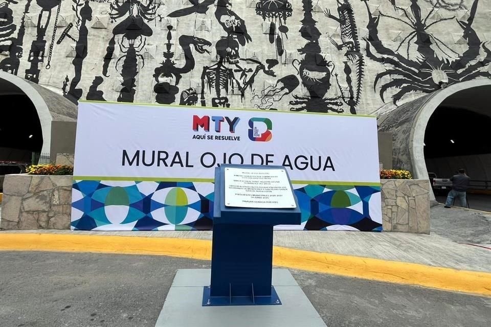 La obra fue plasmada en 8 mil 480 metros cuadrados y la pintura utilizada fue donada por la empresa Osel.