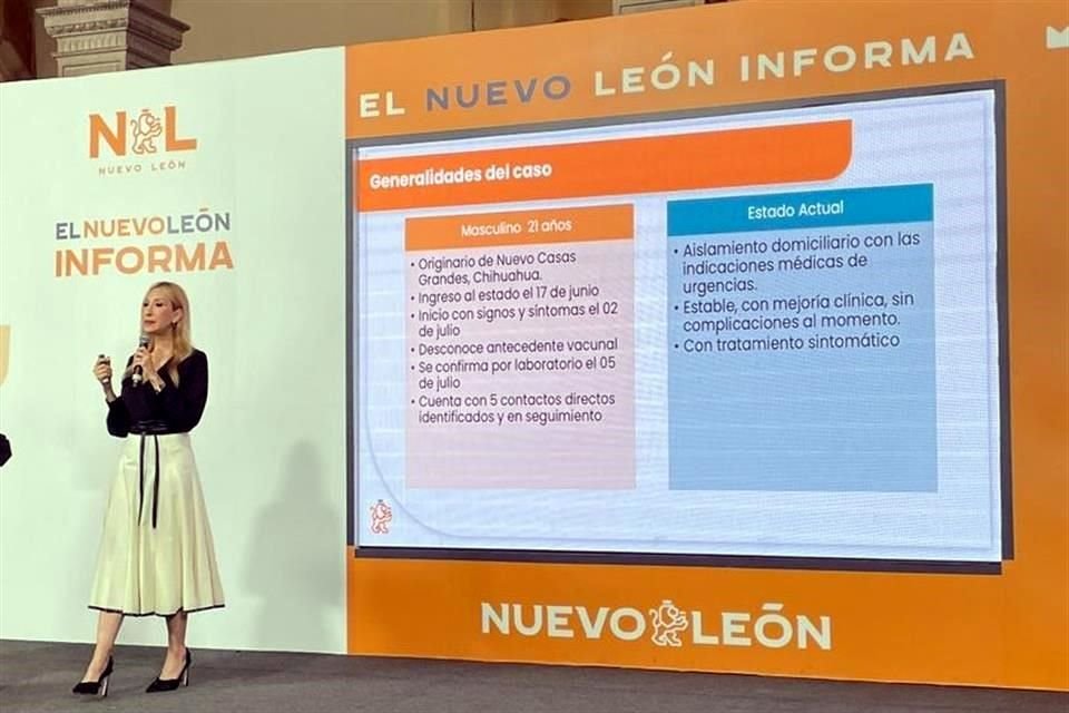 Alma Rosa Marroquín informó que el primer caso de sarampión en NL es importado y se registró en San Nicolás.