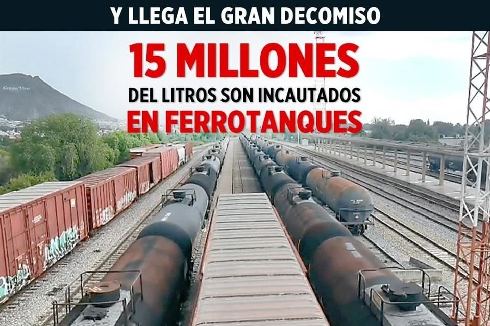 Los 129 ferrotanques con huachicol asegurados fueron concentrados en la antigua estación del tren de Saltillo.