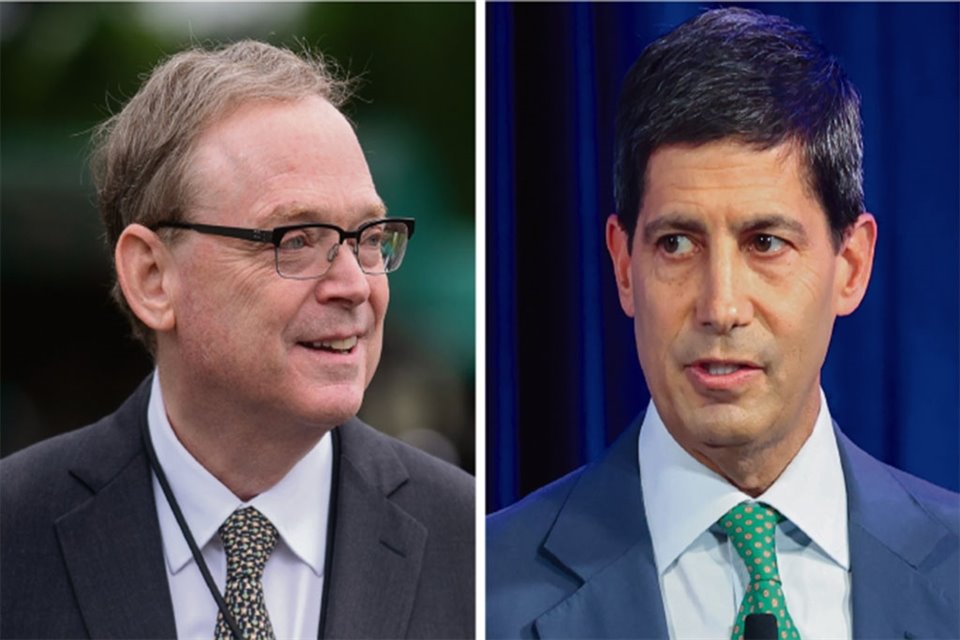 Kevin Hasset (izq.), asesor económico cercano a Trump, y Kevin Warsh, ex gobernador de la Reserva Federal.