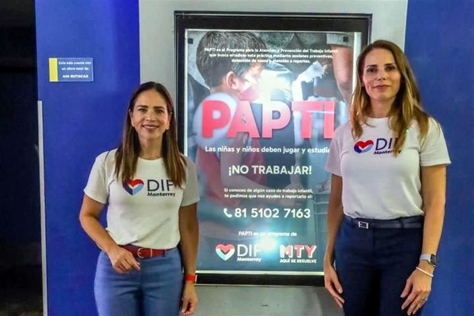 La presidenta del DIF, Gaby Oyervides, y la directora general, Ivonne Álvarez, encabezaron la instalación del primer punto informativo en Cinépolis.