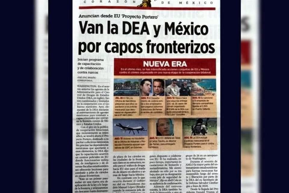 La Embajada estadounidense acompañó su mensaje en redes sociales con una imagen de la portada de Reforma de este 19 de agosto.