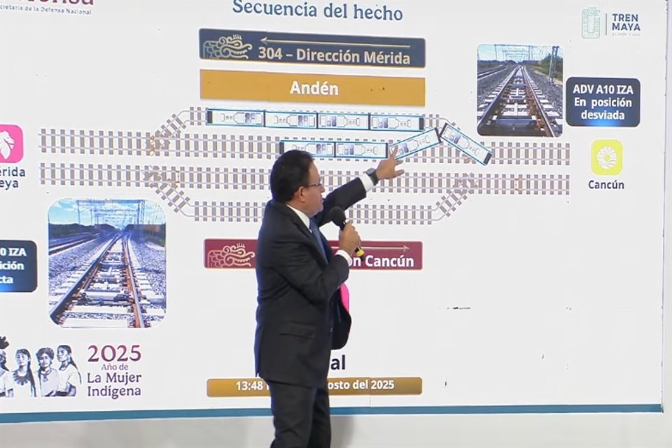 David Lozano, director of the Maya Train, said yesterday's incident was due to an anomaly in the track switch that shouldn't have happened.