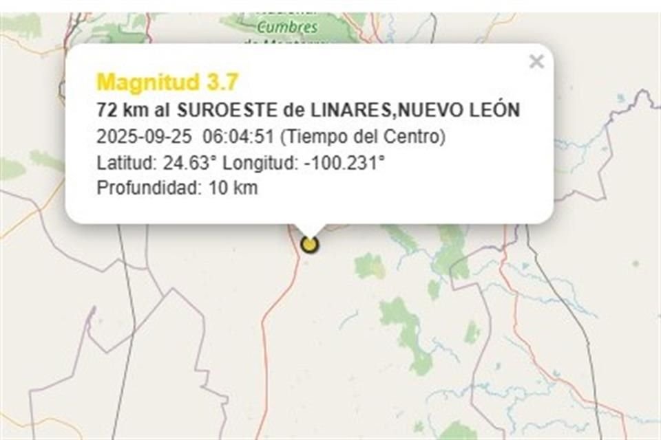 El sismo fue reportado a las 6:04 horas.