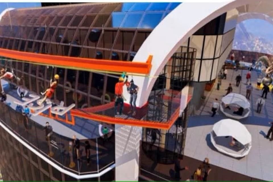 Además de la tirolesa, en esta terraza/mirador habrá un área de columpios, camastros iglú, telescopios, snacks y un espacio de descanso y contemplación.