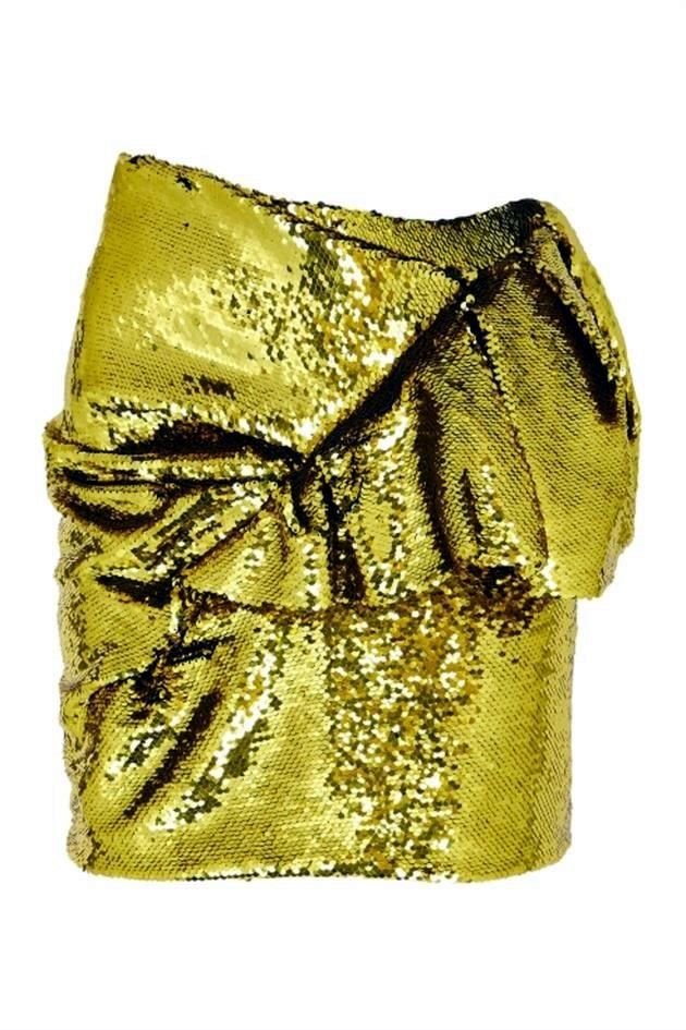 Falda con lentejuelas doradas, de Alexandre Vauthier.