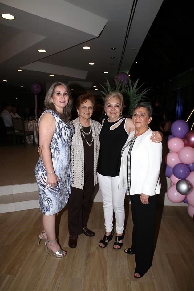 Mona Gómez, Rosy de Cantú, Yolanda García y Rocío Calderón