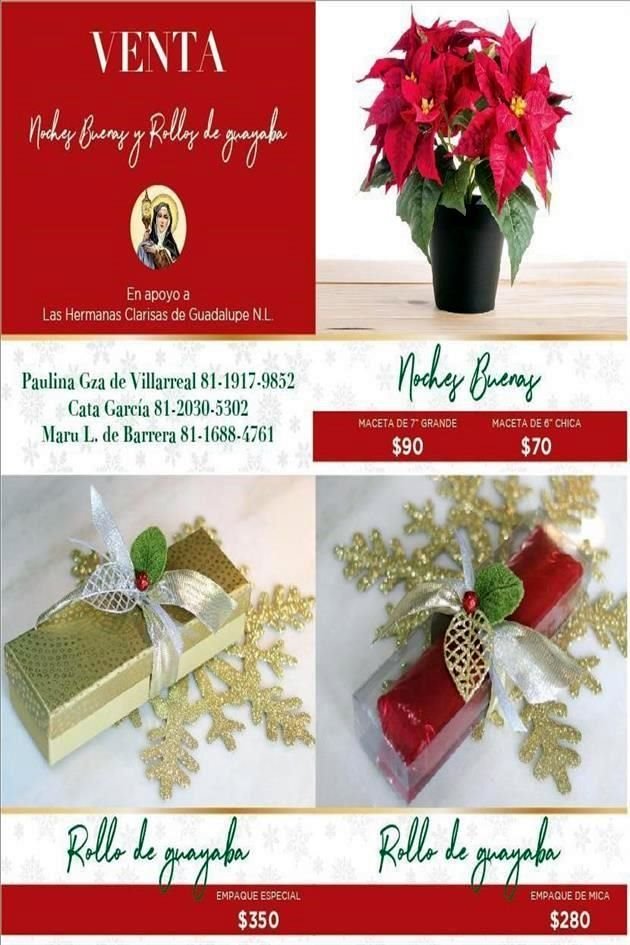 Venta en apoyo a las Hermanas Clarisas de Guadalupe N.L