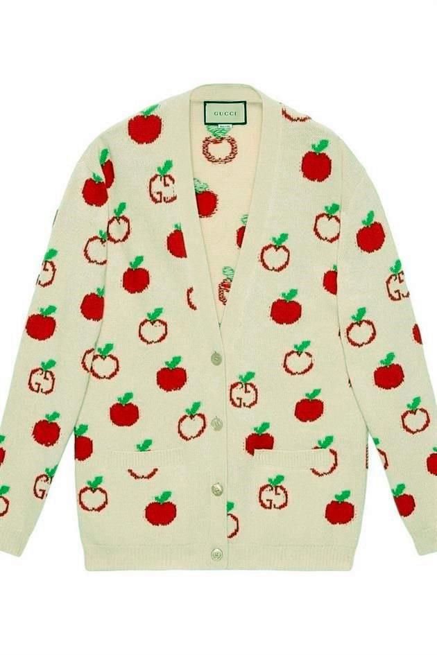 GG Apple Intarsia Knit Cardigan de Gucci