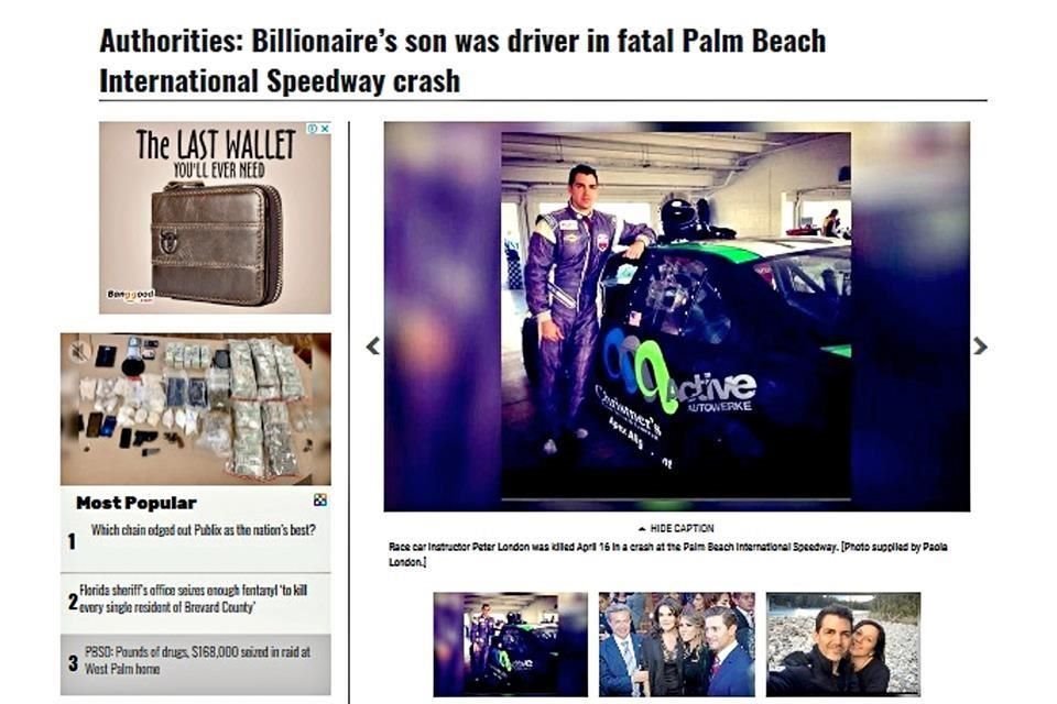 El 6 de mayo, The Palm Beach Post dio a conocer la noticia del accidente en el que está involucrado Nicolás.