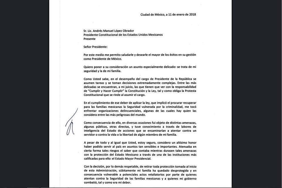 La carta de Felipe Calderón fue difundida por la Presidencia.