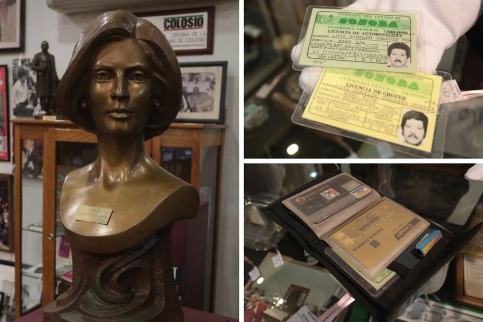 Entre las piezas que se subastarán está una escultura de Diana Laura Riojas, la cartera que llevaba Colosio el día de su asesinato y su licencia de conducir.
