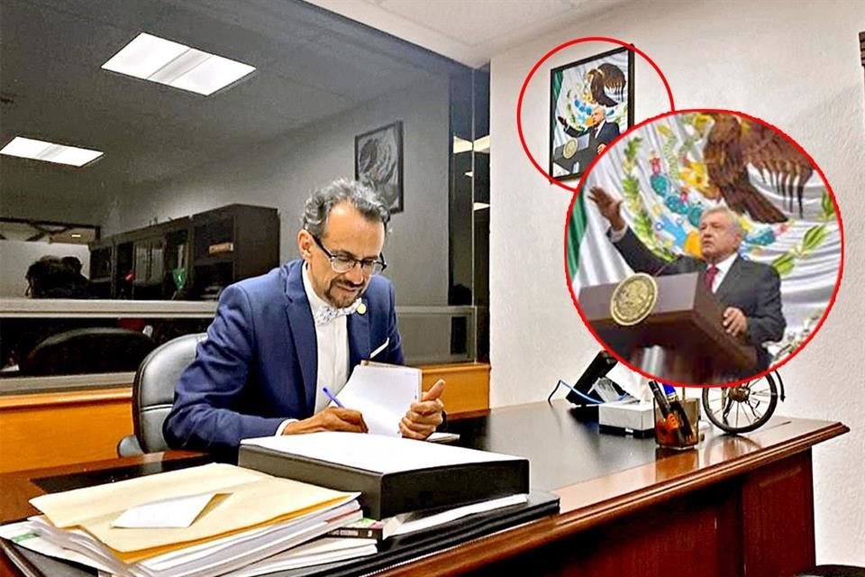Aunque se prometió que en las oficinas de Gobierno no se instalarían fotografías del Presidente, Mario Delgado regaló a sus compañeros de bancada un kit con imágenes.