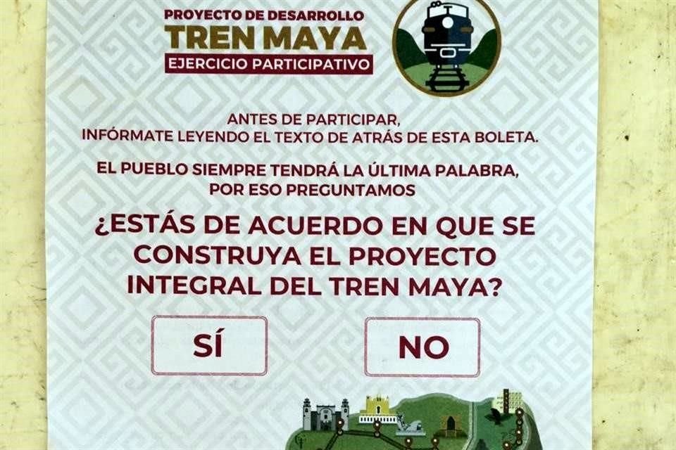 Boleta de la consulta del Tren Maya.
