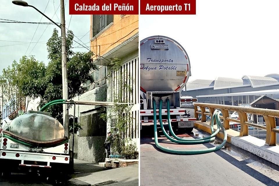Una de las tomas de agua para las pipas que surten al AICM está en Avenida del Peñón 270, en la Colonia Revolución, a unas 20 cuadras de la terminal aérea.
