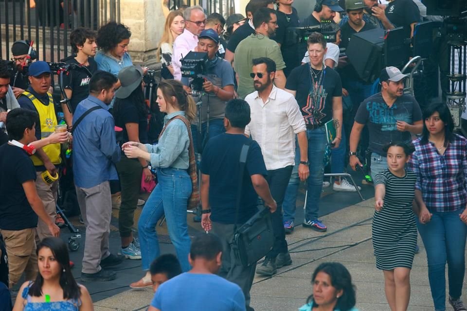 Los actores filmaron también en la calle Madero.