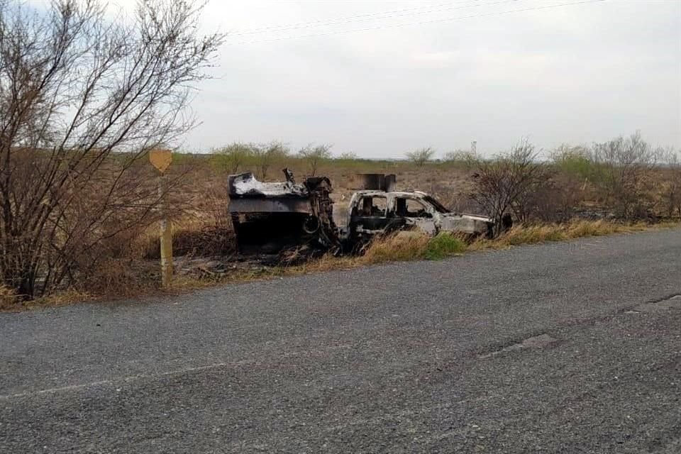 En el lugar fue incendiada una camioneta que tenía blindaje artesanal y se cree que los delincuentes huyeron a Tamaulipas.