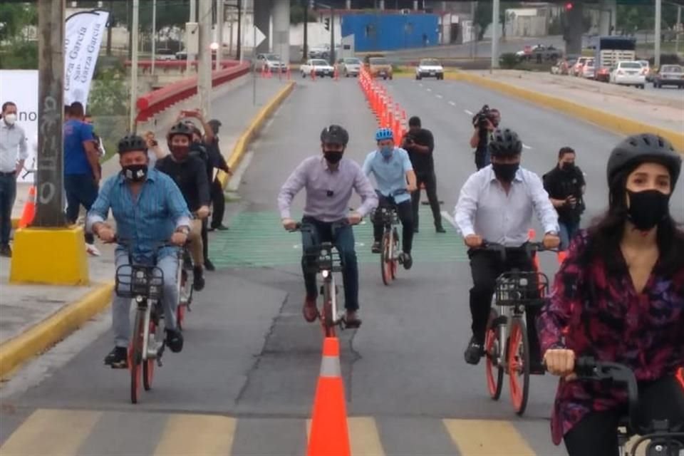 Municipio de San Pedro y Gobierno de NL echan a andar la Bici Ruta sampetrina, que se extenderá en las próximas semanas a otros municipios.