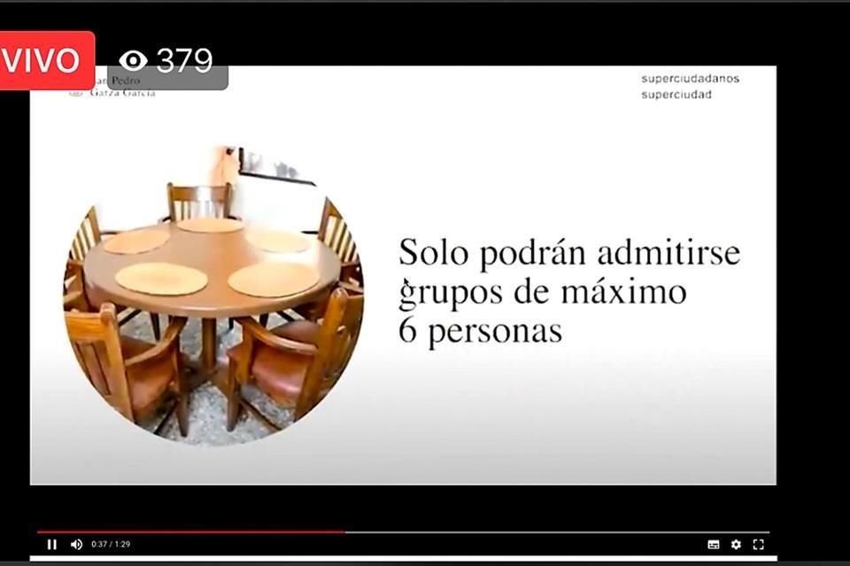 Esta es parte de la presentación que el Alcalde Miguel Treviño ofreció el miércoles respecto a la apertura de restaurantes en Garza García.