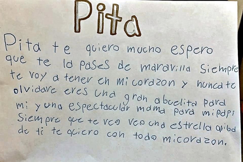 Carta para Lupita Siller de su nieto Andrés