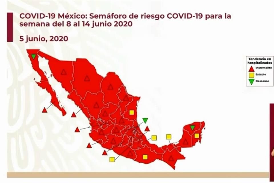 El semáforo de riesgo de Ssa ubica a las 32 entidades del país en color rojo, nivel máximo de alerta epidemiológica.