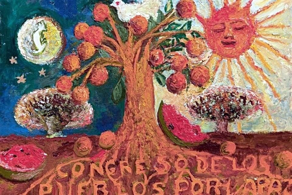Frida Kahlo pintó en 1952 'Congreso de los pueblos por la paz'. La casa de subastas estima su venta entre Dls. 400 mil a 600 mil.