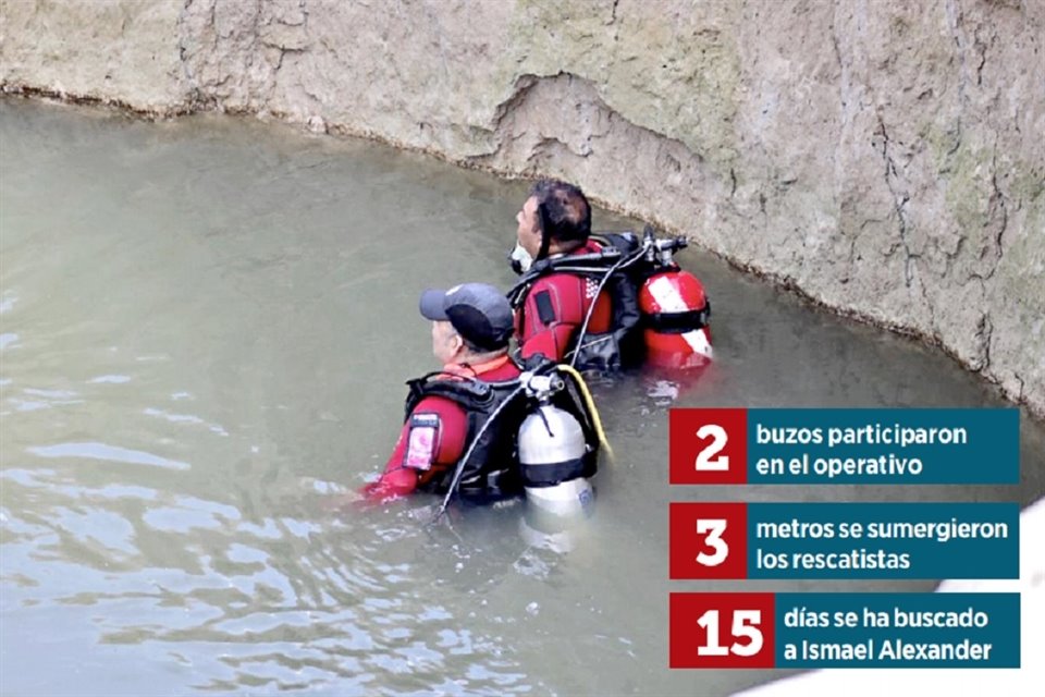 Los rescatistas se adentraron a las aguas profundas del Río Pesquería para tratar de localizar a Ismael Alexander