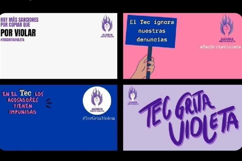 Alianza Grito Violeta lanzó una convocatoria para la manifestación 'Nunca más silencio' en la que piden a las alumnas usar un fondo en sus clases en línea con un mensaje hacia el Tec de Monterrey.
