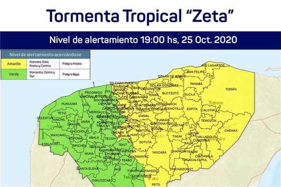Autoridades de Yucatán y QR emitieron alerta en municipios por el acercamiento de tormenta 'Zeta'; se prevé que se intensifique a huracán categoría 1.