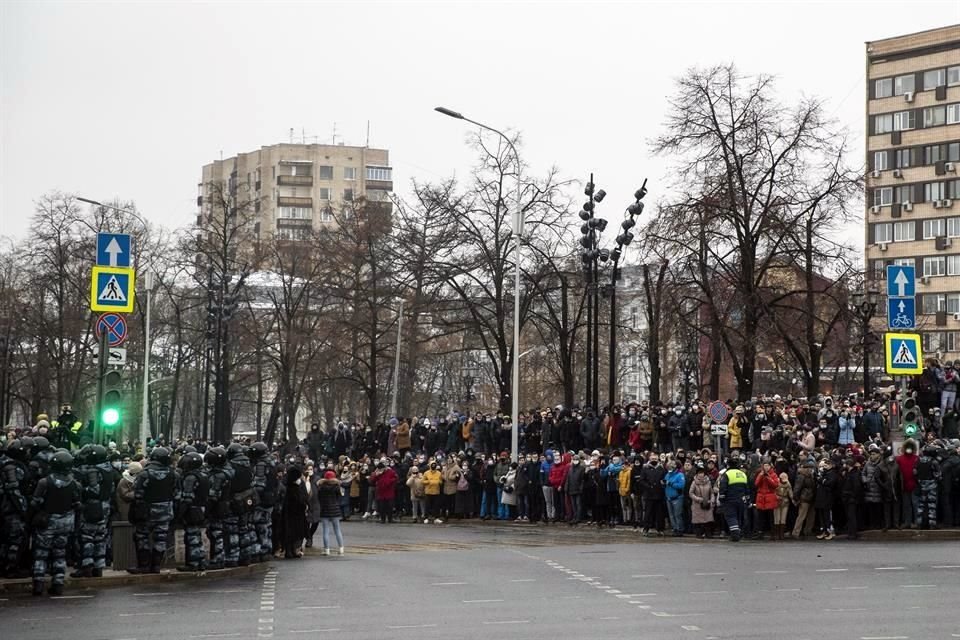 Vista de las calles de Moscú durante la protesta a favor de Navalny.