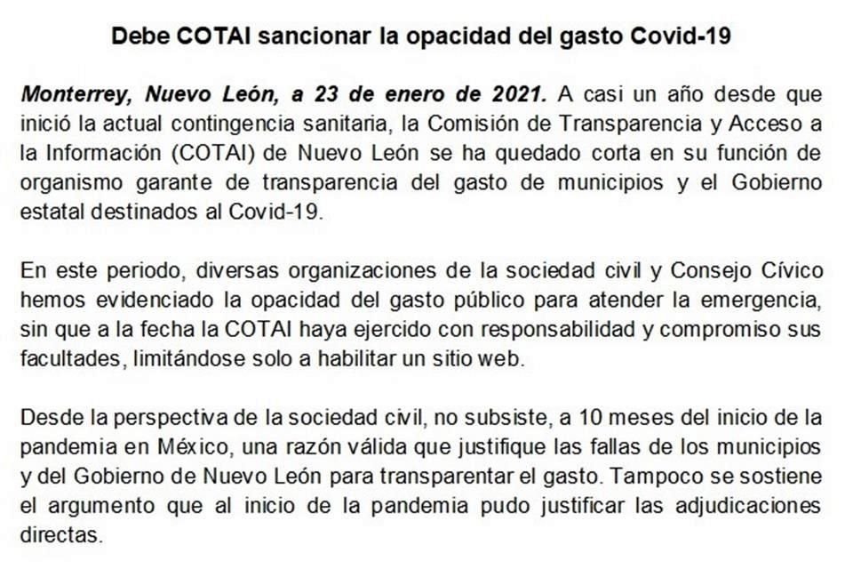 El Consejo Cívico pidió congruencia a la Cotai.