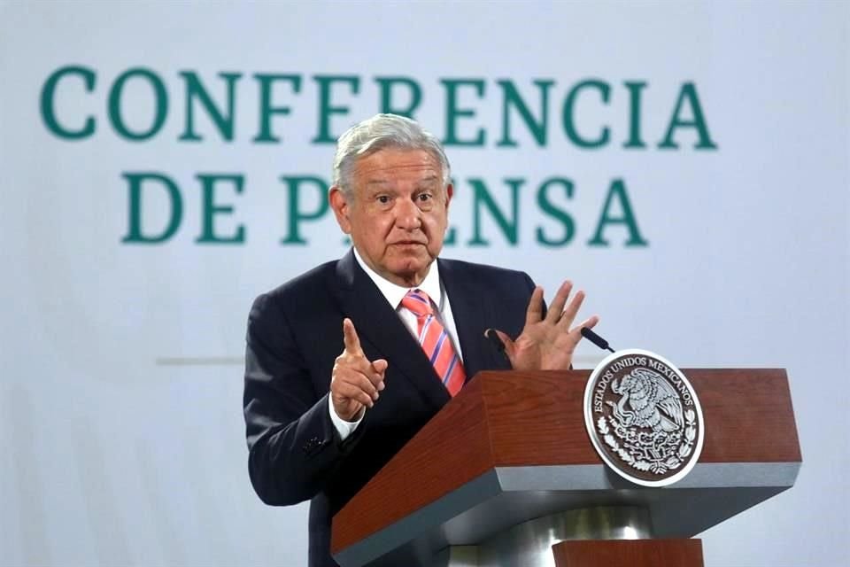 El Presidente López Obrador en su conferencia matutina en Palacio Nacional.
