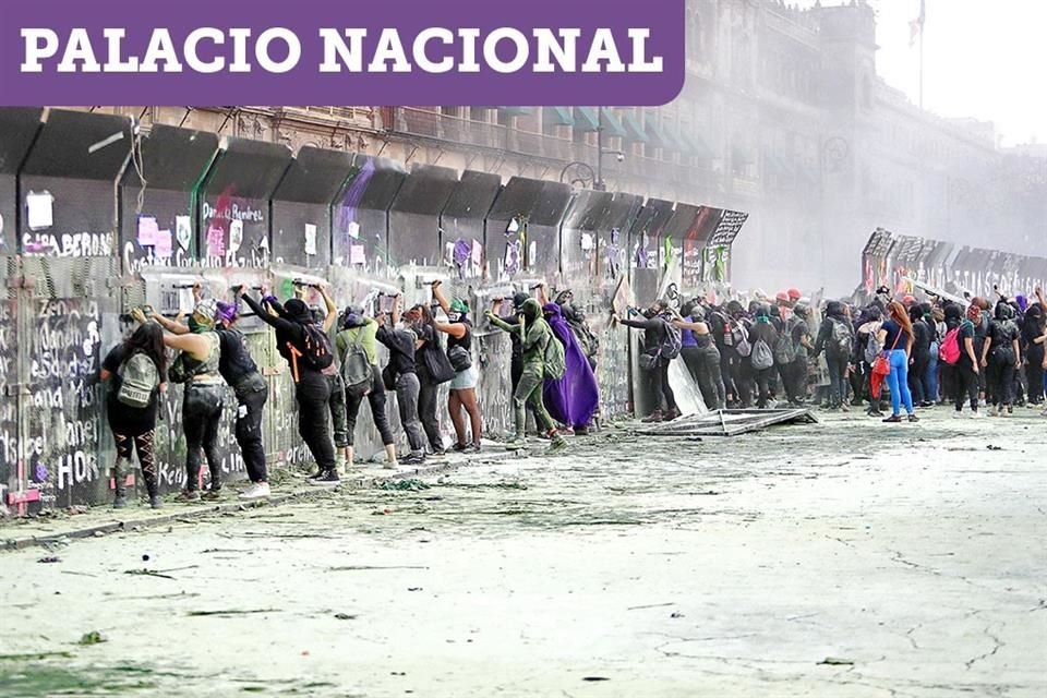 Miles de mujeres se manifestaron ayer en el País contra el patriarcado; en CDMX intentaron derribar muro en Palacio Nacional, pero resistió.