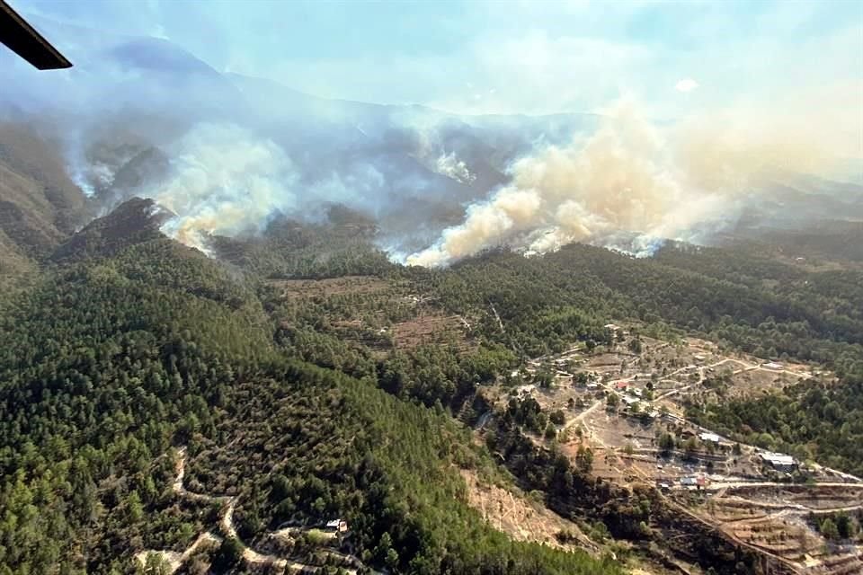 El incendio forestal que inició el Coahuila ya consumió entre mil 400 y mil 500 hectáreas forestales en Nuevo León.