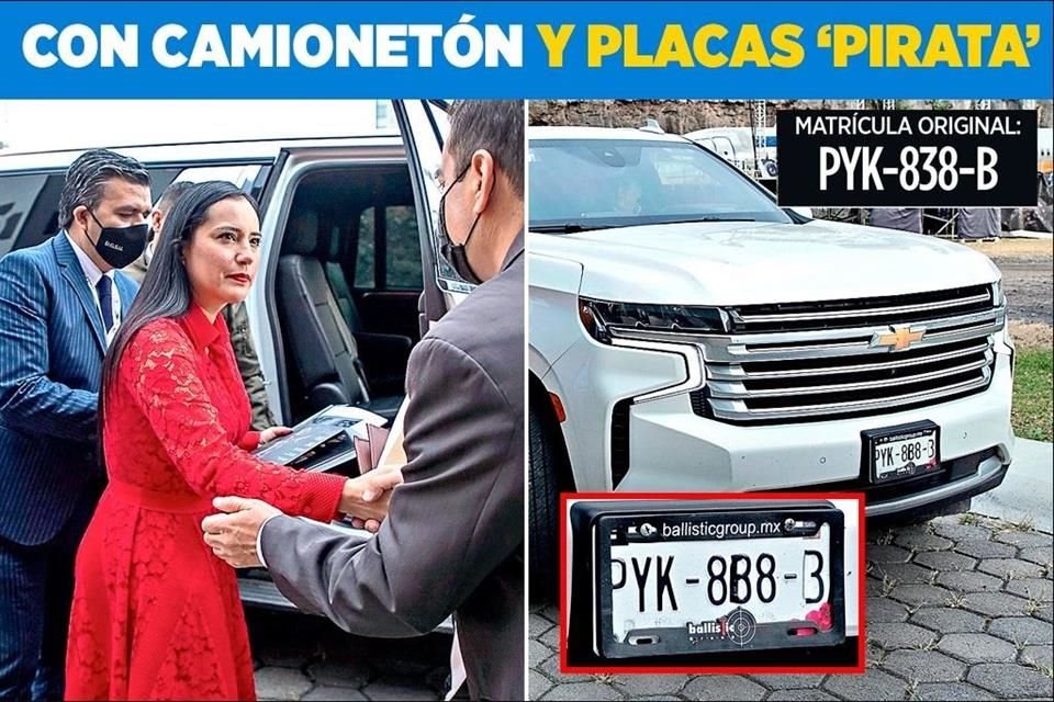 Sandra Cuevas, Alcaldesa de Cuauhtmoc, viaj en una Suburban con placas alteradas con cinta, delito que amerita hasta 8 aos de crcel.
