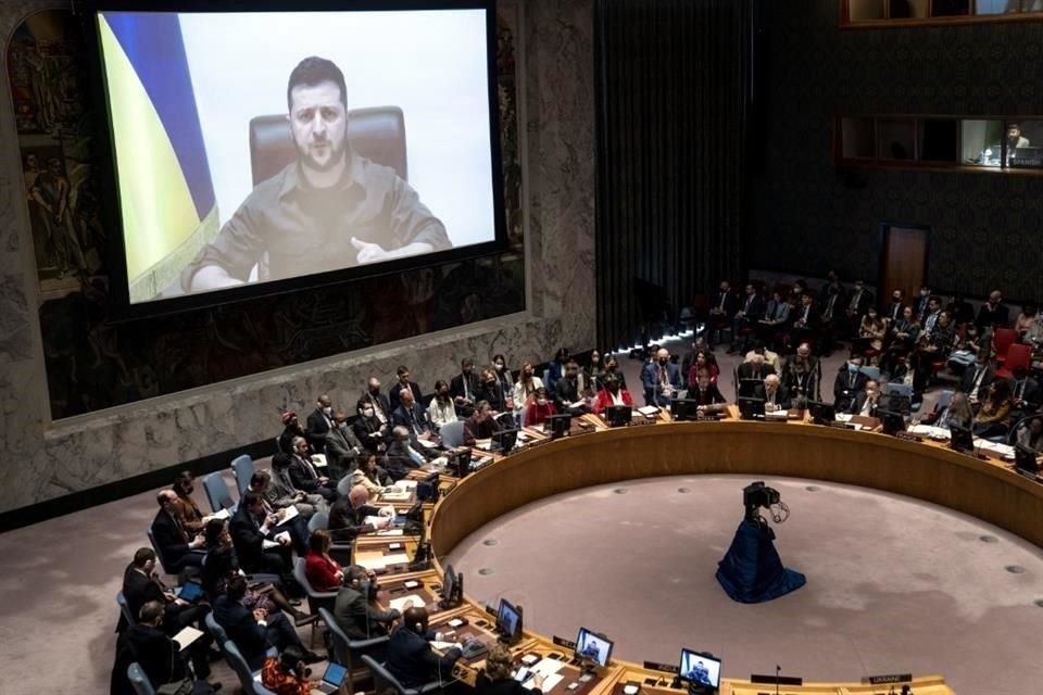 Volodymyr Zelensky habló de forma virtual ante el Consejo de Seguridad de la ONU.