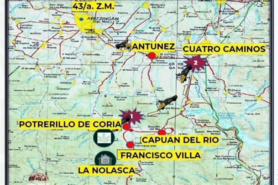 El General Sandoval mostró los sitios en los que ha habido bloqueos en Michoacán.