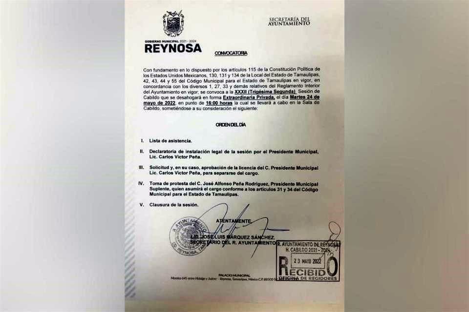 La sesión de Cabildo será extraordinaria y privada a las 16:00 horas de mañana 24 de mayo.