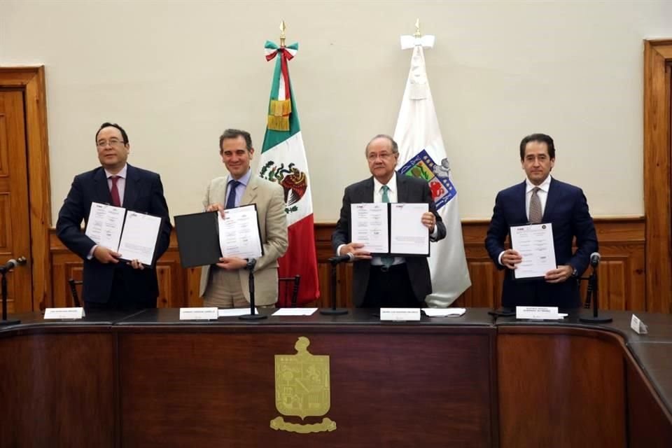 El INE firmó el convenio con el Gobierno estatal y la Fiscalía General de Justicia.