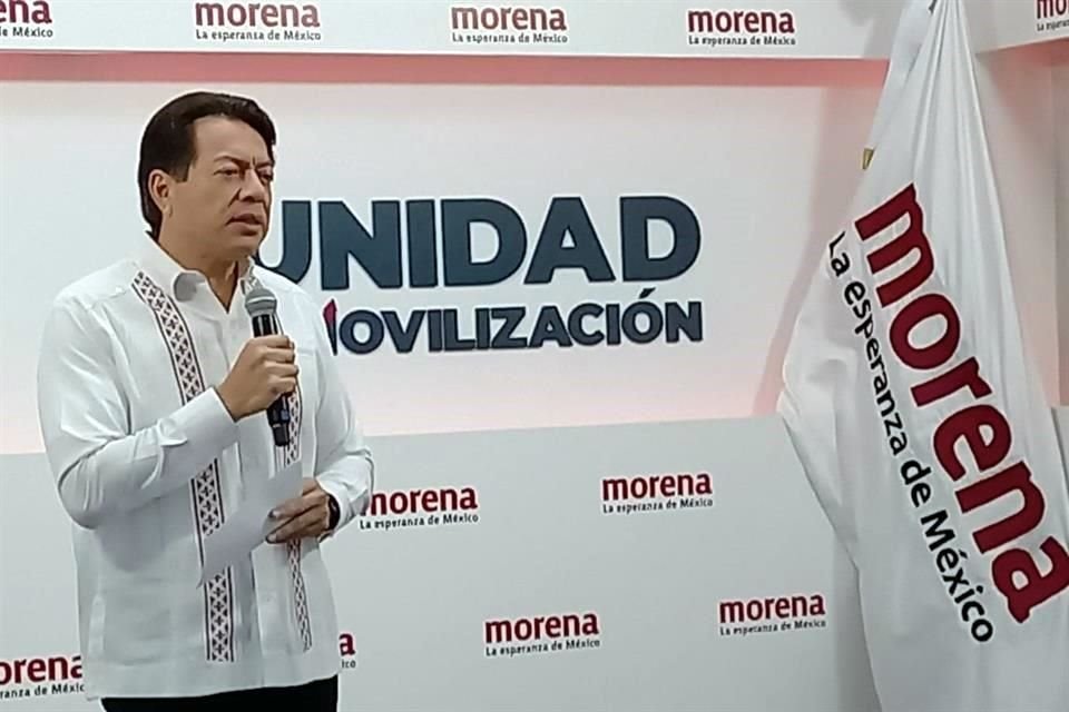 Mario Delgado, dirigente nacional de Morena en conferencia de prensa este martes.