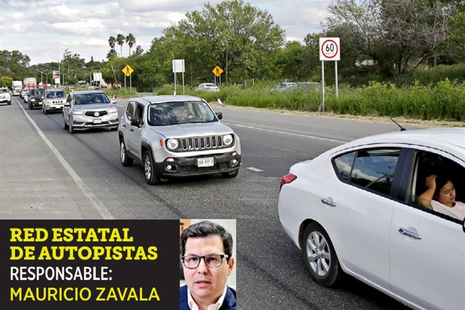 Las filas de vehículos por las obras en la Carretera Nacional alcanzaron ayer hasta  3 kilómetros, en Montemorelos.