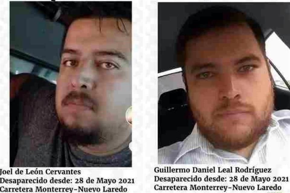 Familiares de Joel de León Cervantes y Guillermo Daniel Leal Rodríguez reportaron su desaparición. 