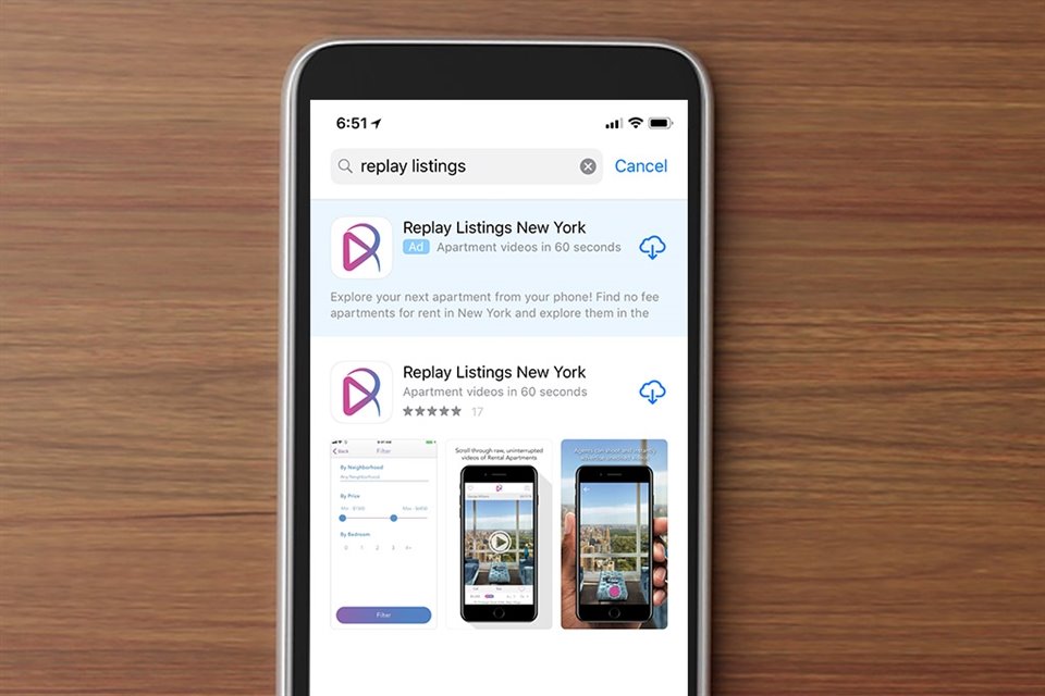 El App descargable de Replay Listings existe para iOS y Android.