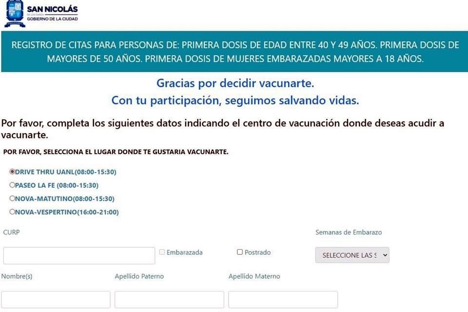 La Administración del Alcalde Zeferino Salgado difundió el link de la plataforma utilizada con los anteriores grupos poblacionales.