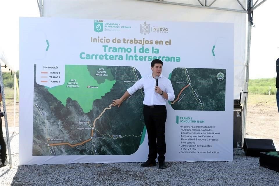Samuel García arrancó en septiembre los trabajos de construcción del tramo 1 de la Carretera Interserrana, en Montemorelos.